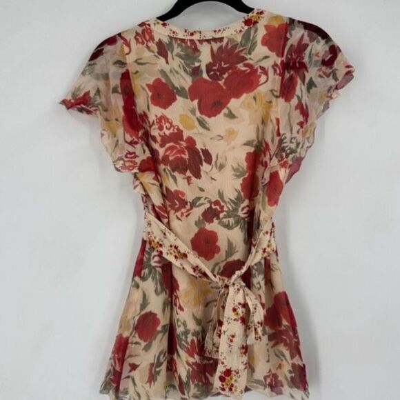 VTG Nine West Y2K‎ Fairy Core Whimsy Silk Floral baby doll blouse Small Size 6 - Picture 6 of 10
